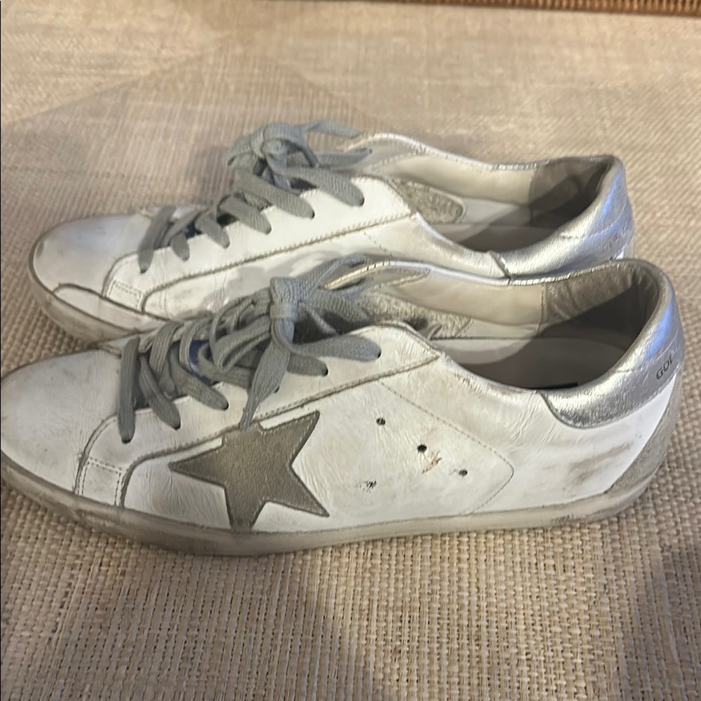 Golden Goose Silver and White Sneakers sz 40 - Picture 2 of 7